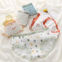 Cute moon-crawling jade rabbit Japanese womens underwear womens cotton file girl mid-waist student triangle shorts