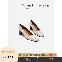 (Sweden official direct sales)Flattered ) Mia cream white solid color soft leather womens shoes square head