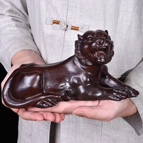  Ebony carved tiger ornaments crouching tiger solid wood Zodiac crafts Feng Shui Mahogany home living room decorations