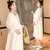 Pregnant autumn dress chiffon spring coat female Small Man big month spring and autumn 2021 New skirt