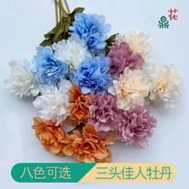New Three-headed Canon Mudan Flowers Emulation Flowers Hibiscus Peony Wedding wedding Flower Wedding Hall Flower Arrangements Platoon Decoration Flowers