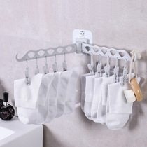 Household non-perforated hangers socks drying rack foldable clothes clip artifact toilet wall underwear adhesive hook