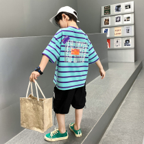 Boy Clothing Boy Summer Clothing Short Sleeve Suit 2022 New Kids Summer Fry Street Two Sets Handsome Chic Summer Wave