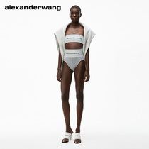 ALEXANDER WANG Alexandra women high waist ribbed plain logo stretch underwear Gray