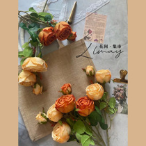 ins oil painting wind upscale retro simulation flower autumn color rose bouquet fake flower pendulum piece photographic wedding prop