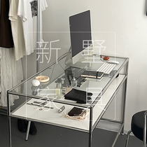 Used home desk designer Net red in studio Photo desk Home rectangular glass table