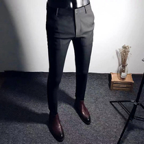 Elastic non-iron business suit pants mens wild new slim feet ankle-length pants British Crown boutique casual pants