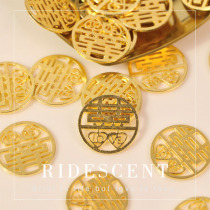 Fifty cents coin happy word metal ornaments wedding five-corner small happy character template pendant 5-cent gold coin wedding gift