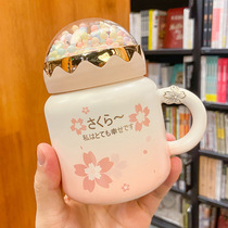Japanese cherry blossom mirror pink girl heart ceramic cup simple high-value Net red water cup creative companion Cup