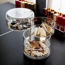 Rotating transparent jewelry box Earrings Ring Bracelet Hairpin Headdress head rope Travel portable jewelry finishing box Four layers