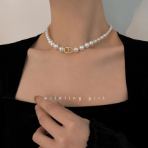 CD shell bead necklace womens light luxury simple sweet collarbone chain niche design premium sense of net red pearl necklace tide
