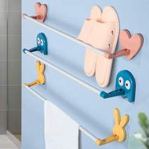  Bathroom slipper rack Wall-mounted punch-free toilet wall Bathroom storage artifact Door folding shoe rack shelf