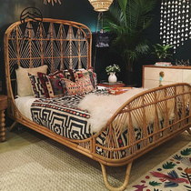 Jane Nordic Indonesia rattan bed Southeast Asia B & B Rattan double bed Retro simple Inn hotel 1 8-meter bed