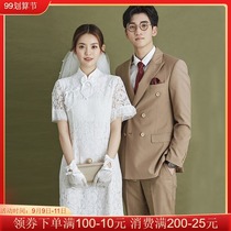 White cheongsam light wedding forest 2021 new bride out of the gauze Chinese retro registration licensed dress dress women