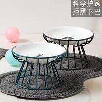 Gaffi Cat Special Flat Face Bowl Cat Pan Meal Cat Food Bowl and Basin Ceramic Protection Cervical Spine Dog Basin Large Dog Anti-Roll