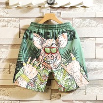 Beach pants mens ins summer quick-drying printed shorts Tide brand loose size five-point pants couple big pants