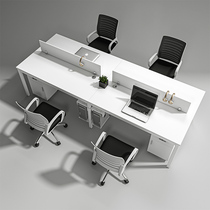 Staff desk simple modern 4 double 6 Four Person office staff station white office table and chair combination