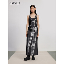 (TRINITE Designer Brand) SND AW22 body logo print silk dress