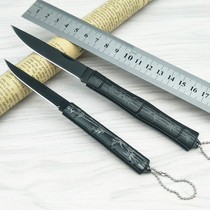 High hardness outdoor bamboo knife camping portable knife self-defense folding knife creative steel knife mini fruit knife Xin