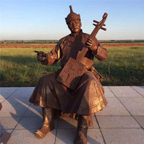 FRP imitation copper cast copper ethnic minority sculpture custom flute playing piano playing Xinjiang character celebrity statue