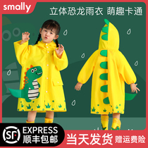 Smally childrens raincoat girl kindergarten Baby Dinosaur Raincoat Boy Boy with schoolbag small poncho