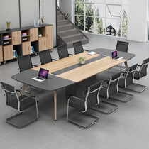 Office conference table Long table Long table Solid wood leg desk Large conference room workbench Long table and chair combination