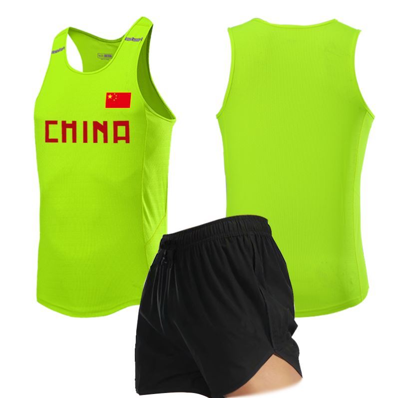 Racing vest Mens training suit Mens and womens marathon running Chinese running suit Sports student fitness suit