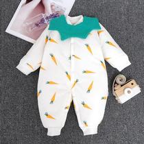 Baby winter clothes one-piece clothes thickened newborn 0-1 BABY HUG clothes baby spring and autumn suit