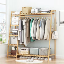 Simple coat rack solid wood floor bedroom trapezoidal hanger household shelf simple