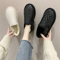 Winter snow boots women's 2021 new fashion Joker Korean version of student bread shoes a pedal low top plus velvet cotton shoes