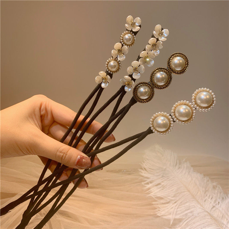 Super fairy imitation shell flower pearl pill head disc hair quality lazy Japanese and South Korean hair accessories Mori headdress woman