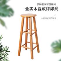Solid wood stool oak stool adult home stool high chair bar stool round stool commercial stool log stool milk tea stool