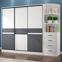 Wardrobe home bedroom sliding door modern simple whole solid wood cabinet bag installation combination wooden custom wardrobe