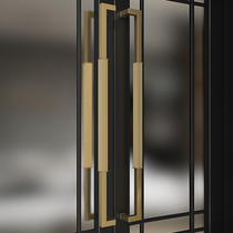 Zhenguan gold stainless steel glass door handle pair frame push-pull office solid wood door handle side mounted black