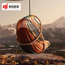 Outdoor rattan Net red basket Nordic cane chair balcony home indoor net Red Girl Birds Nest chair lazy rocking chair