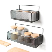 Dormitory hanging bar bedroom finishing artifact kitchen wall storage basket bedside shelf non-perforated wall hanging basket