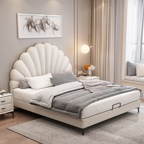 Minimalist leather bed master bedroom double bed light luxury modern style small apartment ins Net red bed neat simple leather bed