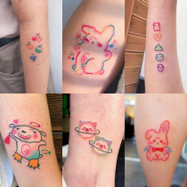 Biboya 30 color cartoon cute small pattern tattoo stickers waterproof female long-lasting hand-painted original fresh stickers