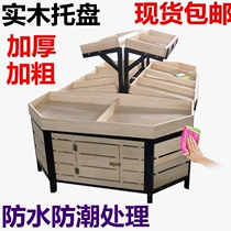 Display stand three-layer supermarket display stand end single-layer commercial steel wood vegetable shop inclined fruit shelf