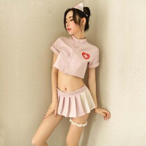 Sexy lingerie temptation female sexy coquett size sweet perspective short top pleated skirt nurse uniform suit