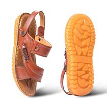 Headlayer Bull Leather Beach Shoes Thick bottom New spring Summer Leather Men Casual Cool Tugging Mens Shoes Bull Gluten Bottom Shoes Man