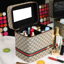 Extra large cosmetic bag can put water milk super large capacity female portable skin care product storage box multi-function box with mirror