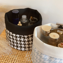 Thousand bird grid desktop storage bucket Cosmetics makeup basket fabric key snack storage bag student cosmetic bag
