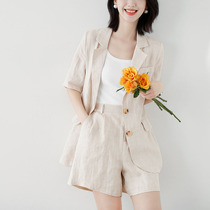 Linen small suit suit womens 2021 summer thin fresh design niche career commuter suit top