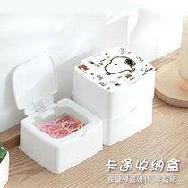 Cartoon storage box small box button flip storage box jewelry hair rope jewelry small items plastic storage box with cover cotton girl student office desktop sorting artifact ins cute