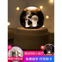 Doraemon crystal ball music box rotating music box wooden robot cat to send girls Valentines Day birthday gift