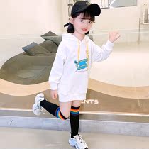 Girls autumn clothes in long clothes 2021 New Korean children fashion hooded casual loose net red coat tide