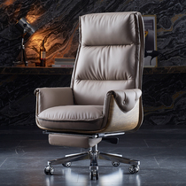 Light and luxurious boss Chair Genuine Leather loungable chair Bull Leather Chair Comfort Long Sitting Computer Chair Breathable Office Chair Book Room Chair