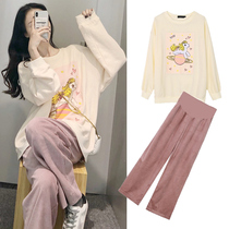 Pregnant womens spring clothing suit Fashion style blouses Spring and autumn new clothing in the middle of a long period of relaxation without showing two sets of spring