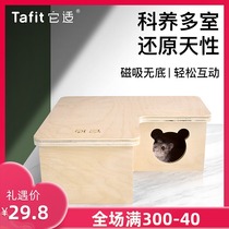It is suitable for hamster small house multi-bedroom escape house toy hamster nest landscaping supplies golden silk bear wooden house Aite